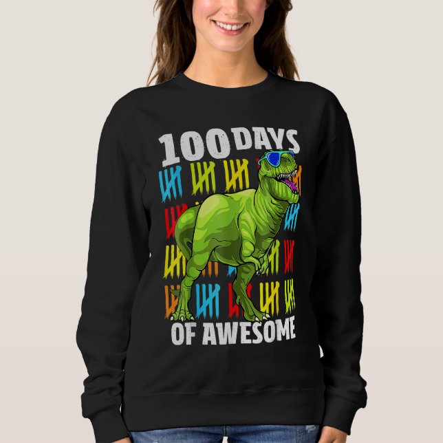 Sweatshirt 100 Days of Awesome Dinosaur Rex Boys 100th Day Of (Devant)