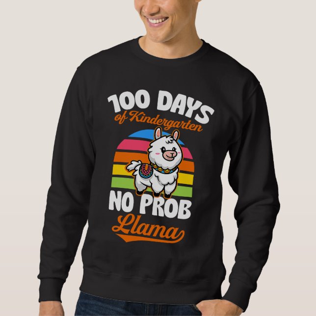 Sweatshirt 100 Days Of Kindergarten No Prob Llama Cute Animal (Devant)