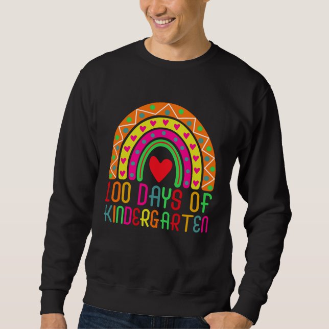Sweatshirt 100 Days Of Kindergarten Rainbow Student Teacher (Devant)