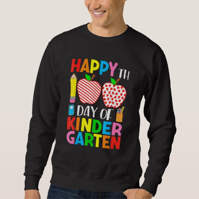 Sweatshirt 100 Days Of Kindergarten Teacher & Student Hearts  (Devant)