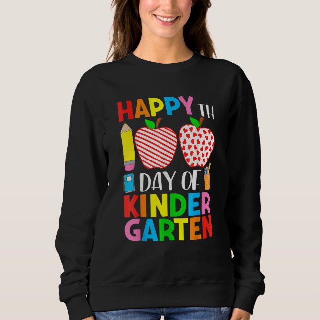 Sweatshirt 100 Days Of Kindergarten Teacher & Student Hearts  (Devant)