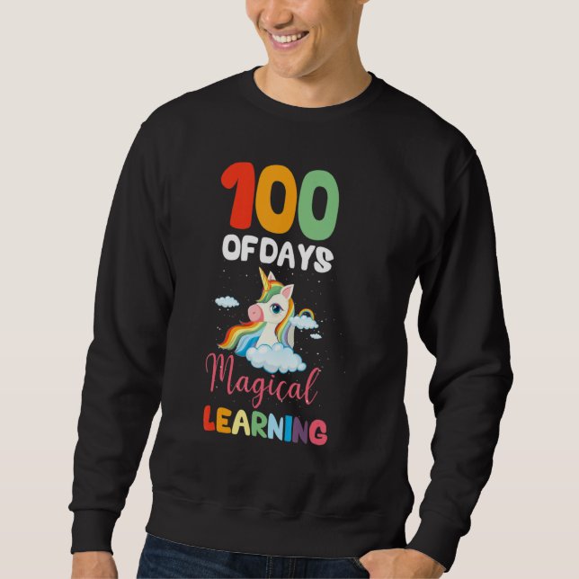 Sweatshirt 100 Days Of Magical Learning Rainbow Unicorn 100 D (Devant)