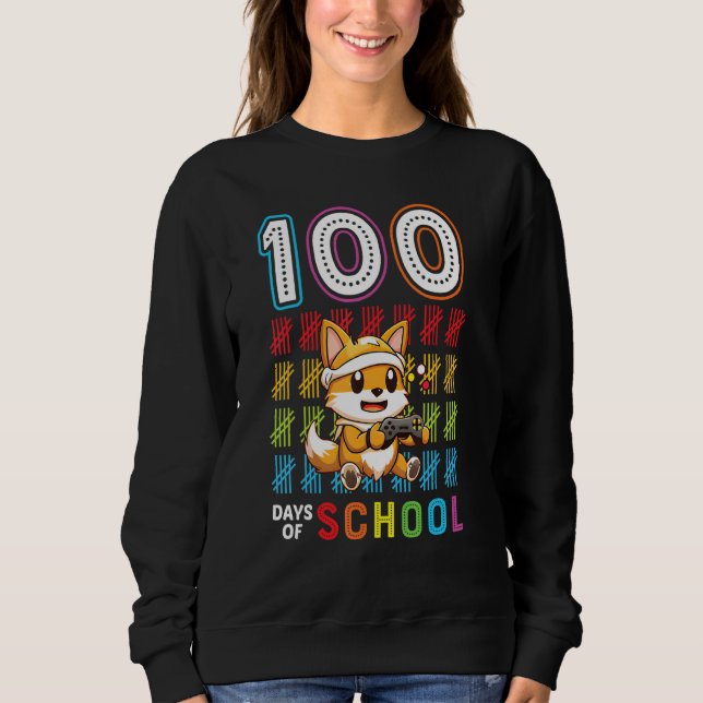 Sweatshirt 100 Days of School 100th Day of School Fox (Devant)