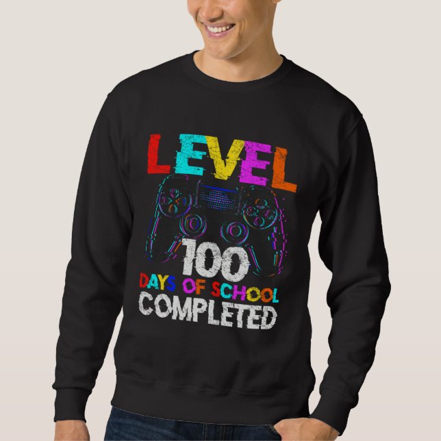 Sweatshirt 100 Days of School Completed Gamer Boy Level 100 C (Devant)