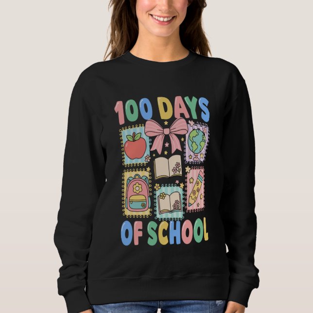 Sweatshirt 100 Days of School Coquette 100 Days Smarter 100th (Devant)