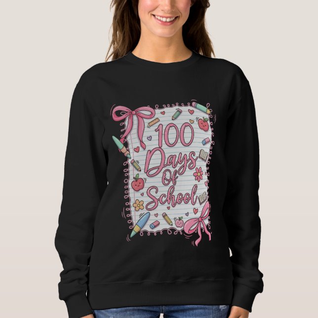 Sweatshirt 100 Days of School Coquette Bow for Girls 100th Da (Devant)