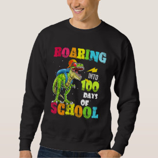 Sweatshirt 100 Days Of School Dinosaur rex Wearing Mask Smart