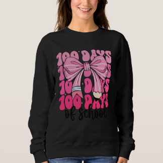 Sweatshirt 100 Days of School Girls Coquette Bow 100th Day of