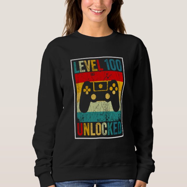 Sweatshirt 100 Days Of School Level Unlocked Gamer Video Game (Devant)