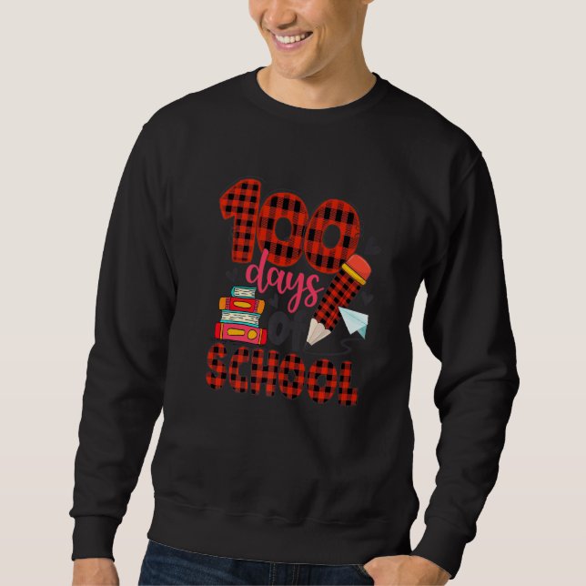 Sweatshirt 100 Days of School Plaid Red  for Teachers Boys Gi (Devant)