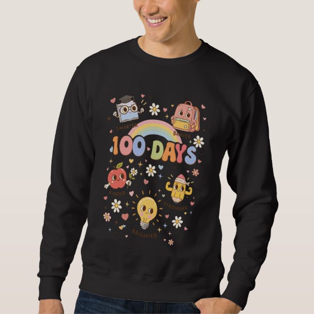 Sweatshirt 100 Days of School Retro Groovy 100th Day of Schoo (Devant)