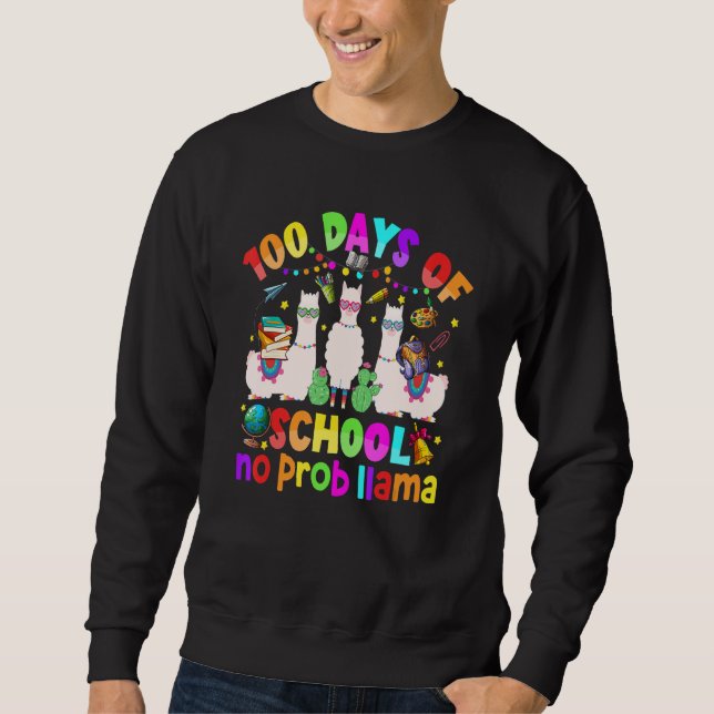 Sweatshirt 100 Days of School Shirt No Probllama Llama for Te (Devant)