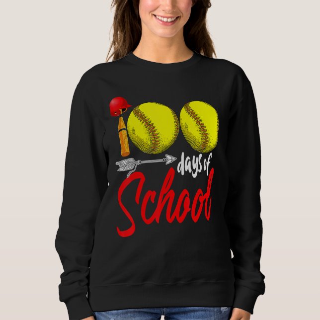 Sweatshirt 100 Days Of School Softball Teacher Kids 100th Day (Devant)