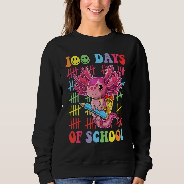 Sweatshirt 100 Days of School Teacher Happy 100 Days Axolotl  (Devant)
