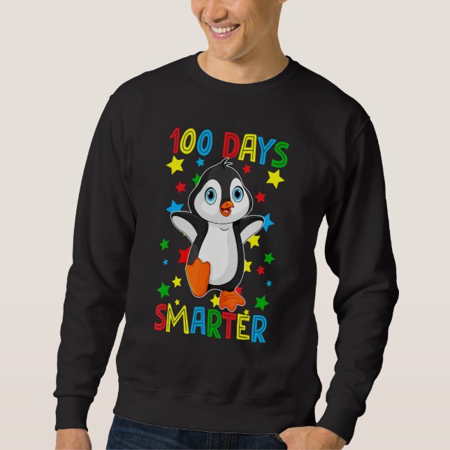 Sweatshirt 100 Days Smarter 100th Day Of School Cute Penguins (Devant)