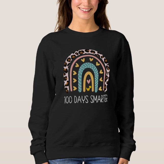 Sweatshirt 100 days smarter cute dinosaur rainbow 100 days of (Devant)