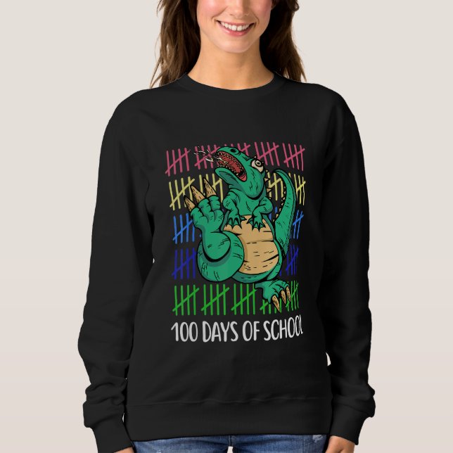 Sweatshirt 100 Days Smarter Happy 100th Day of School Dinosau (Devant)