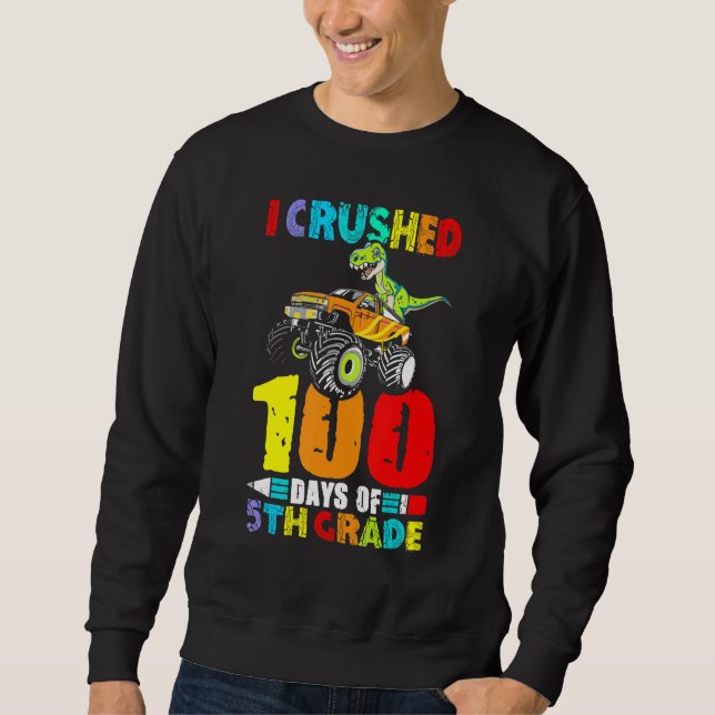 Sweatshirt 100 Jours de l'école Dinosaur Monster Camion 5e Gr (Devant)