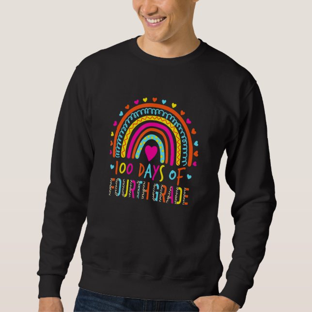 Sweatshirt 100 Jours De Léopard De 4e Année Arc-en-ciel 100èm (Devant)