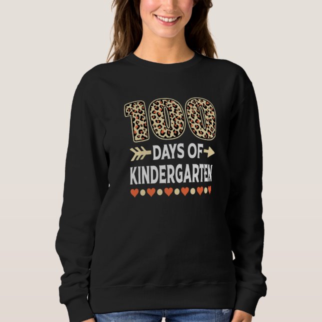 Sweatshirt 100 jours de Leopard de la maternelle 100e jour d' (Devant)