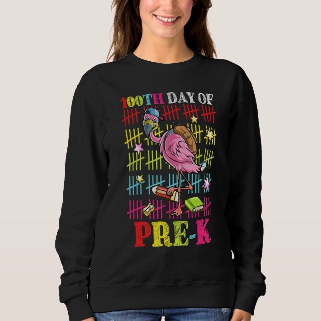 Sweatshirt 100 Jours De Pré K Flamant rose 100 Jours D'École  (Devant)