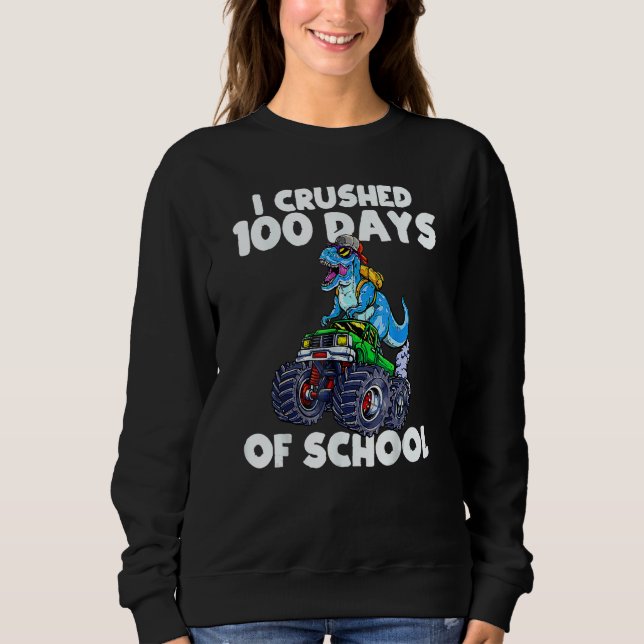 Sweatshirt 100 Jours D'école 100ème Jour D'école Dino Monstre (Devant)