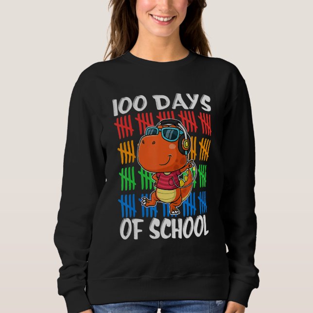 Sweatshirt 100 Jours D'École Dino T Rex Garçons Idée Pour Par (Devant)