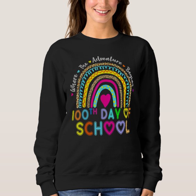 Sweatshirt 100e Jour De L'École Enseignant 100 Jours Pluie Pl (Devant)