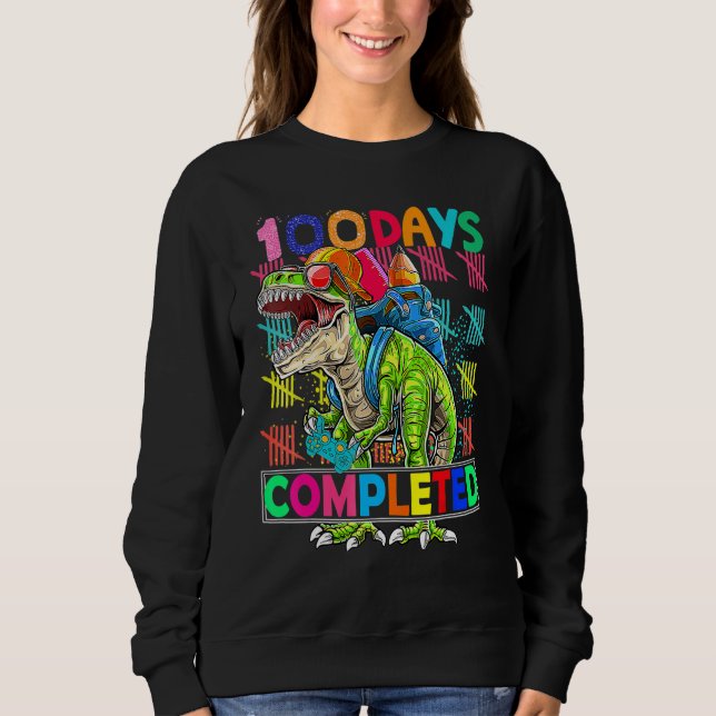 Sweatshirt 100ème Jour De L'École Terminé Jeu Dinosaure De Je (Devant)