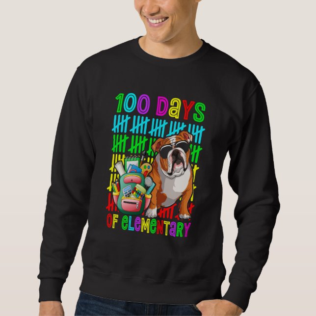 Sweatshirt 100th Day Of Elementary Boys Kids English Bulldog  (Devant)