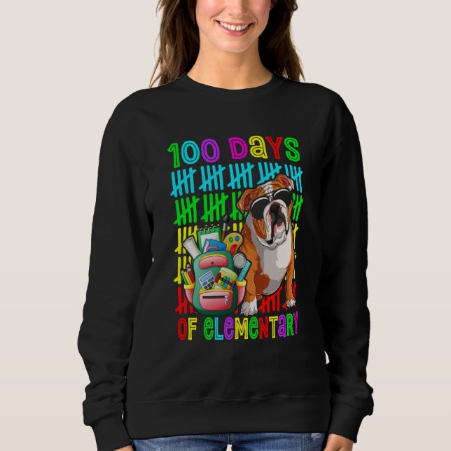 Sweatshirt 100th Day Of Elementary Boys Kids English Bulldog  (Devant)
