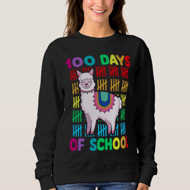 Sweatshirt 100th Day Of School Animal llama Lover Happy 100th (Devant)