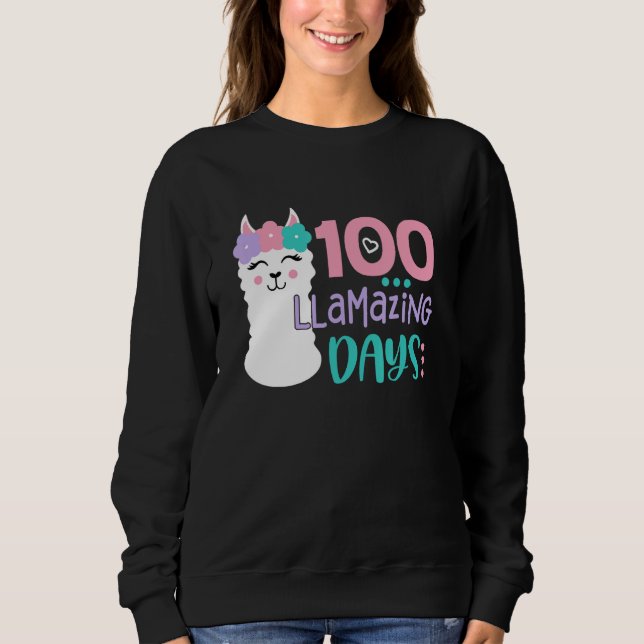 Sweatshirt 100th Day Of School Colourful Llama Happy 100 Llam (Devant)