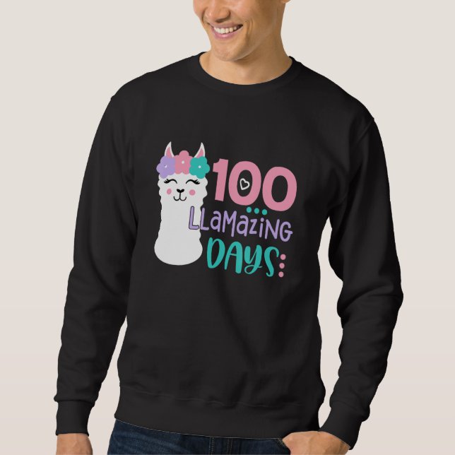 Sweatshirt 100th Day Of School Colourful Llama Happy 100 Llam (Devant)
