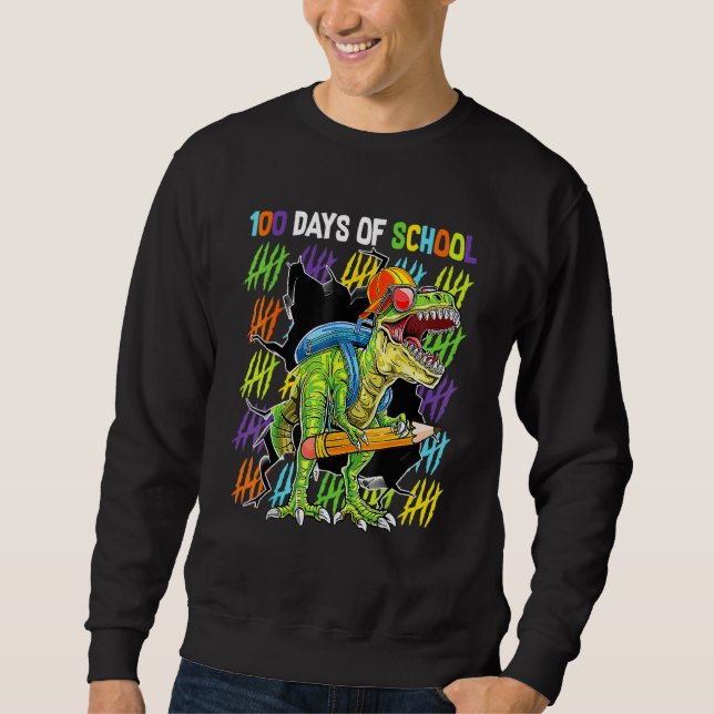 Sweatshirt 100th Day Of School Dinosaur Rex Dino   Boys Kids (Devant)