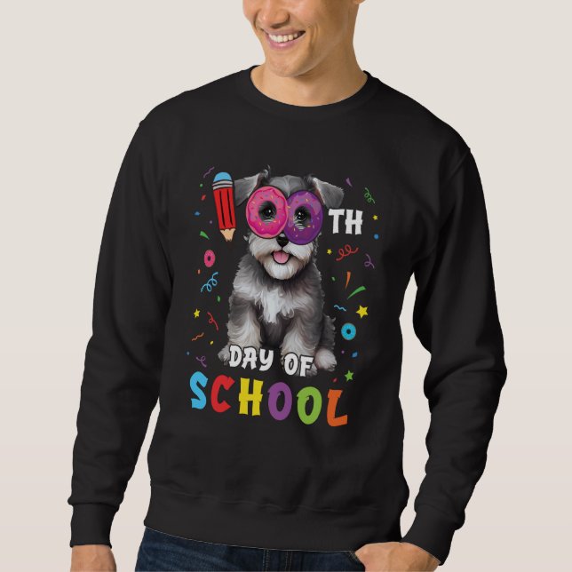 Sweatshirt 100th Day Of School Schnauzer Dog Donut 100 Days S (Devant)