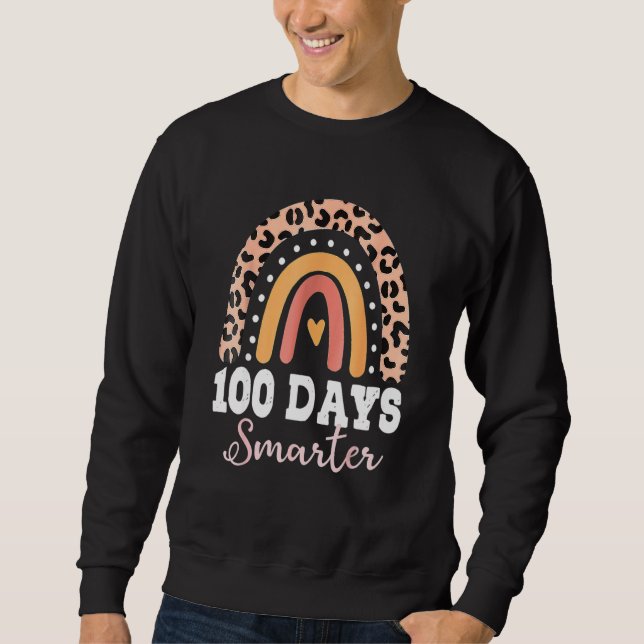 Sweatshirt 100th Day Of School Teacher 100 Days Smarter Leopa (Devant)