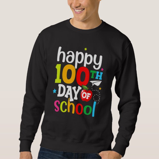 Sweatshirt 100th Day of School Teachers Kids Girls Boys Happy (Devant)