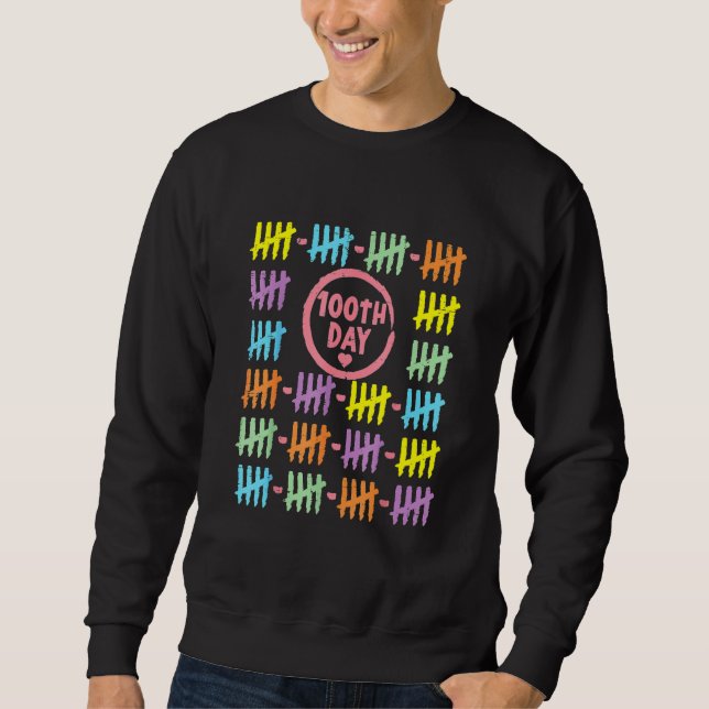 Sweatshirt 100th Day Rainbow Lines Tally Marks 100 Days Of Sc (Devant)