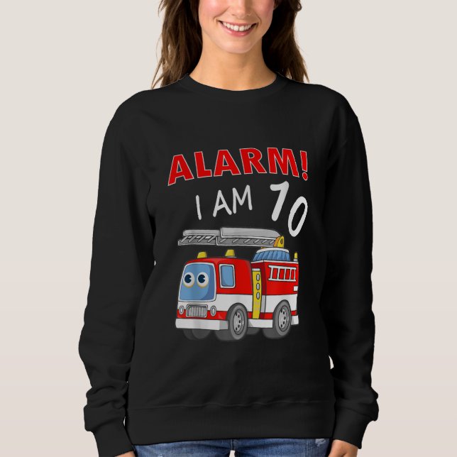 Sweatshirt 10 ans 10e anniversaire garçon fille pompier (Devant)