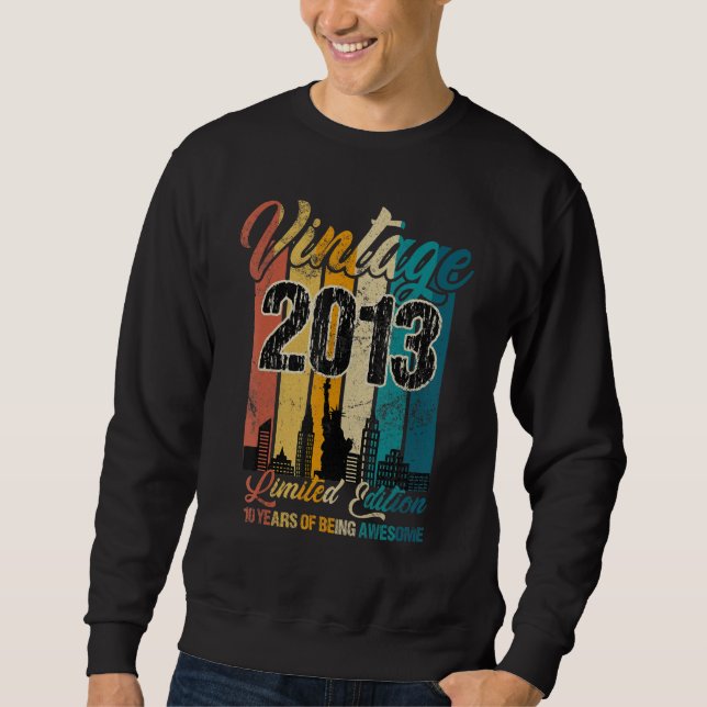 Sweatshirt 10 ans Vintage 2013 10ème anniversaire (Devant)