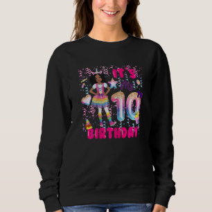 Sweatshirt 10e anniversaire filles 10 ans afro-américain 10e 