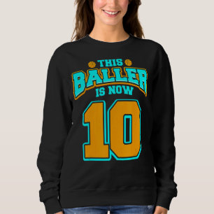 Sweatshirt 10e anniversaire pour garçon Basketball 10 ans enf