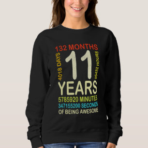 Sweatshirt 11e anniversaire 11 ans Vintage Retro 132 mois