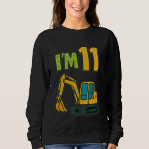 Sweatshirt 11e anniversaire Cartoon Yellow Crawler Excavateur