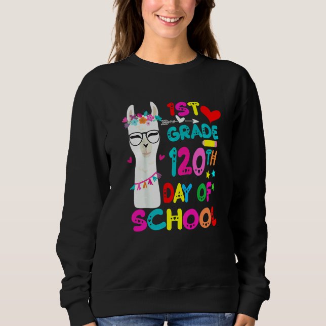 Sweatshirt 120e jour d'école pas de problème Lama Joyeux 120e (Devant)