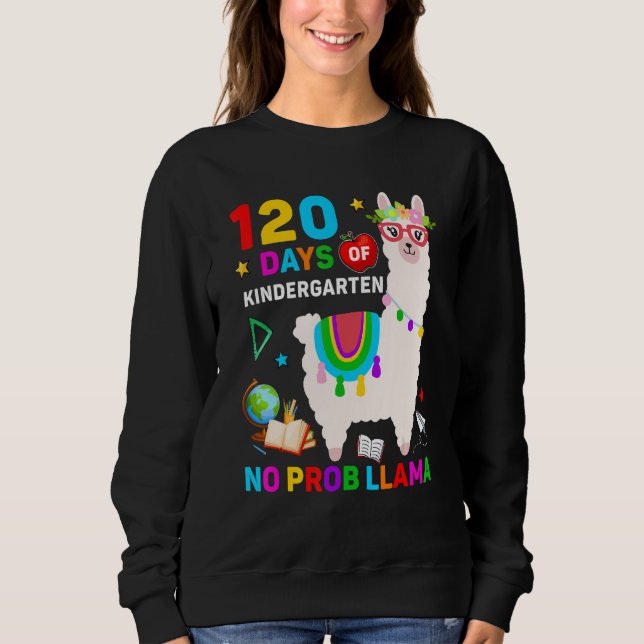 Sweatshirt 120e jour d'école sans problème Lama 120 jours de  (Devant)