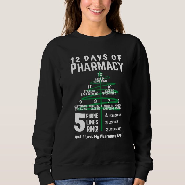 Sweatshirt 12 Jours De Pharmacie Arbre De Noël Arbre De Noël  (Devant)