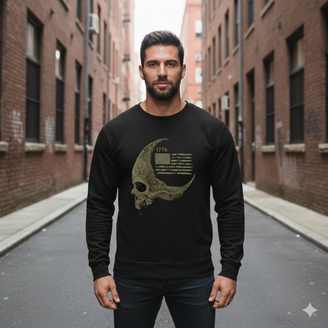Sweatshirt 1776 American Flag Skull Crescent Moon T-Shirt (Créateur téléchargé)