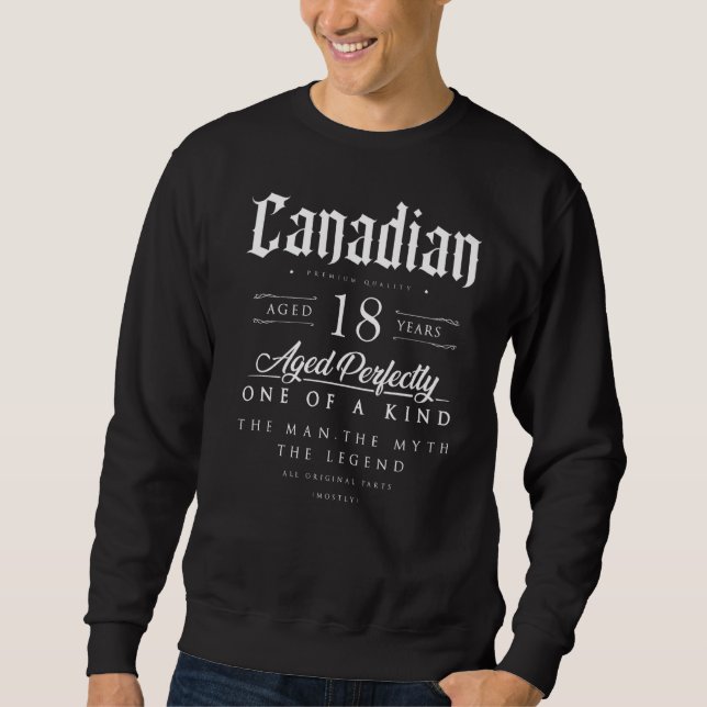 Sweatshirt 18e anniversaire Canadien Âge de 18 ans Né en C (Devant)